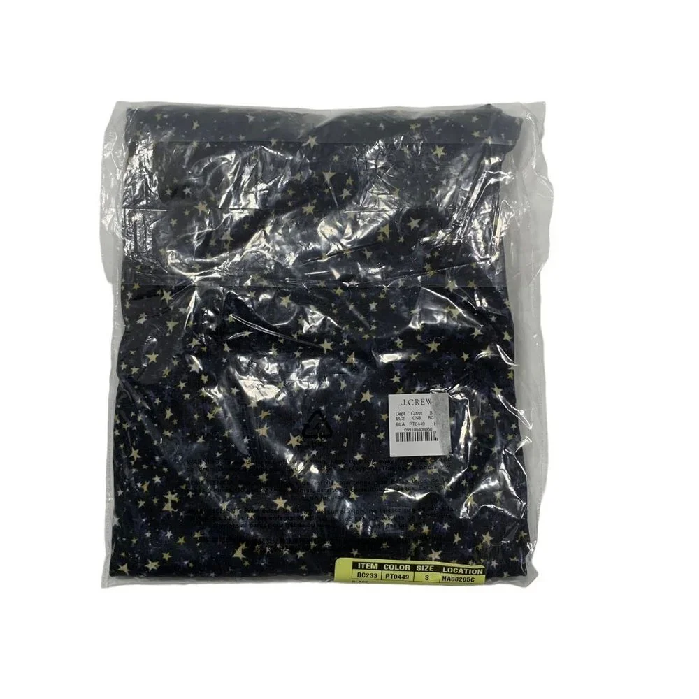 NEW J Crew CREWCUTS Star Print Ruffle Trim Nightgown in Black/Gold/Blue